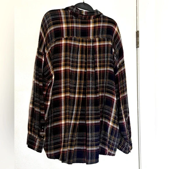 Free People We The Free Hidden Valley Button Down Black Multicolor Plaid Shirt M - Picture 10 of 12